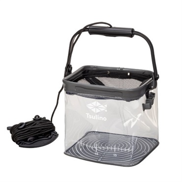 シースルーメモリーバケツ【目盛り付き/クリア素材/水汲みバケツ】(クールグレイ21cm)